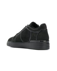 schwarze Leder niedrige Sneakers von Billionaire