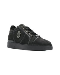 schwarze Leder niedrige Sneakers von Billionaire