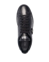 schwarze Leder niedrige Sneakers von Roberto Cavalli