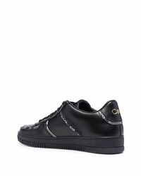 schwarze Leder niedrige Sneakers von Roberto Cavalli