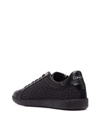 schwarze Leder niedrige Sneakers von Calvin Klein