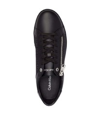 schwarze Leder niedrige Sneakers von Calvin Klein