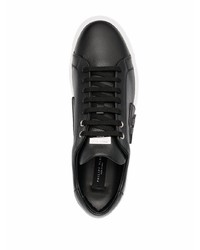 schwarze Leder niedrige Sneakers von Philipp Plein