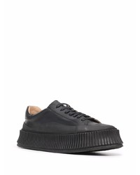 schwarze Leder niedrige Sneakers von Jil Sander