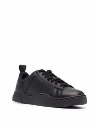 schwarze Leder niedrige Sneakers von Diesel