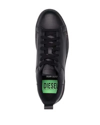 schwarze Leder niedrige Sneakers von Diesel