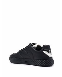 schwarze Leder niedrige Sneakers von Emporio Armani