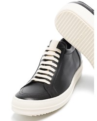 schwarze Leder niedrige Sneakers von Rick Owens