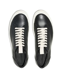 schwarze Leder niedrige Sneakers von Rick Owens