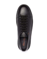 schwarze Leder niedrige Sneakers von Santoni