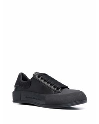 schwarze Leder niedrige Sneakers von Alexander McQueen