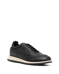 schwarze Leder niedrige Sneakers von Giorgio Armani