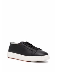 schwarze Leder niedrige Sneakers von Santoni