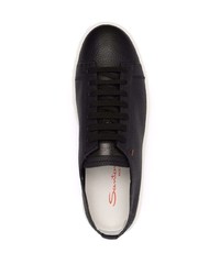 schwarze Leder niedrige Sneakers von Santoni