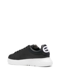 schwarze Leder niedrige Sneakers von Emporio Armani