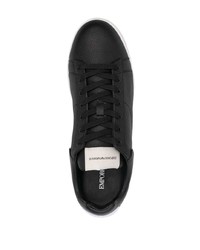 schwarze Leder niedrige Sneakers von Emporio Armani