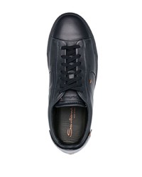 schwarze Leder niedrige Sneakers von Santoni