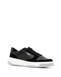 schwarze Leder niedrige Sneakers von BOSS