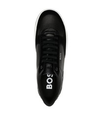 schwarze Leder niedrige Sneakers von BOSS