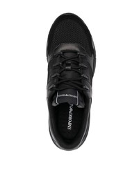 schwarze Leder niedrige Sneakers von Emporio Armani