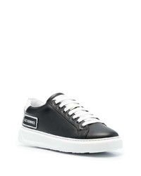 schwarze Leder niedrige Sneakers von Les Hommes