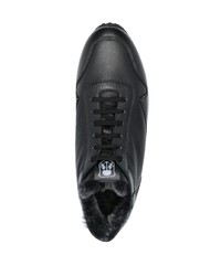 schwarze Leder niedrige Sneakers von Corneliani