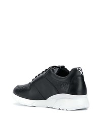 schwarze Leder niedrige Sneakers von Billionaire