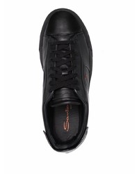 schwarze Leder niedrige Sneakers von Santoni