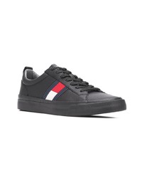 schwarze Leder niedrige Sneakers von Tommy Hilfiger