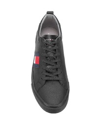 schwarze Leder niedrige Sneakers von Tommy Hilfiger