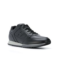 schwarze Leder niedrige Sneakers von Hogan