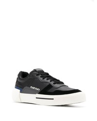 schwarze Leder niedrige Sneakers von Diesel