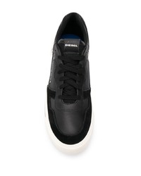 schwarze Leder niedrige Sneakers von Diesel