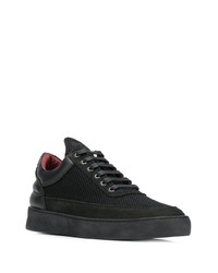 schwarze Leder niedrige Sneakers von Filling Pieces