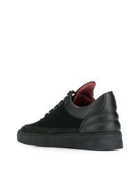 schwarze Leder niedrige Sneakers von Filling Pieces