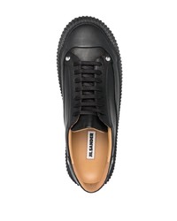 schwarze Leder niedrige Sneakers von Jil Sander