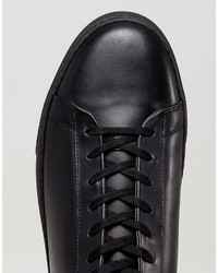 schwarze Leder niedrige Sneakers von AllSaints