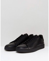 schwarze Leder niedrige Sneakers von AllSaints