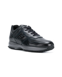 schwarze Leder niedrige Sneakers von Hogan