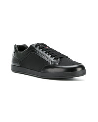 schwarze Leder niedrige Sneakers von Prada