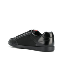 schwarze Leder niedrige Sneakers von Prada