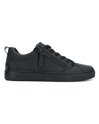 schwarze Leder niedrige Sneakers von Crime London