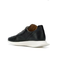 schwarze Leder niedrige Sneakers von Rick Owens