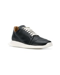 schwarze Leder niedrige Sneakers von Rick Owens