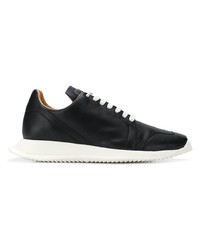 schwarze Leder niedrige Sneakers von Rick Owens