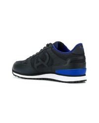 schwarze Leder niedrige Sneakers von Armani Jeans