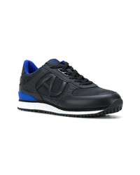 schwarze Leder niedrige Sneakers von Armani Jeans