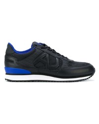 schwarze Leder niedrige Sneakers von Armani Jeans