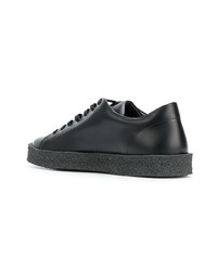 schwarze Leder niedrige Sneakers von Jil Sander