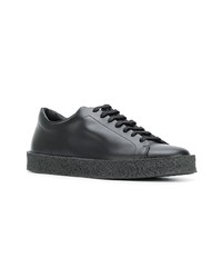 schwarze Leder niedrige Sneakers von Jil Sander